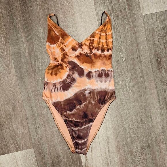H&M Tie Dye One Piece Swimsuit size Small V Neckline size 4 - Picture 1 of 4